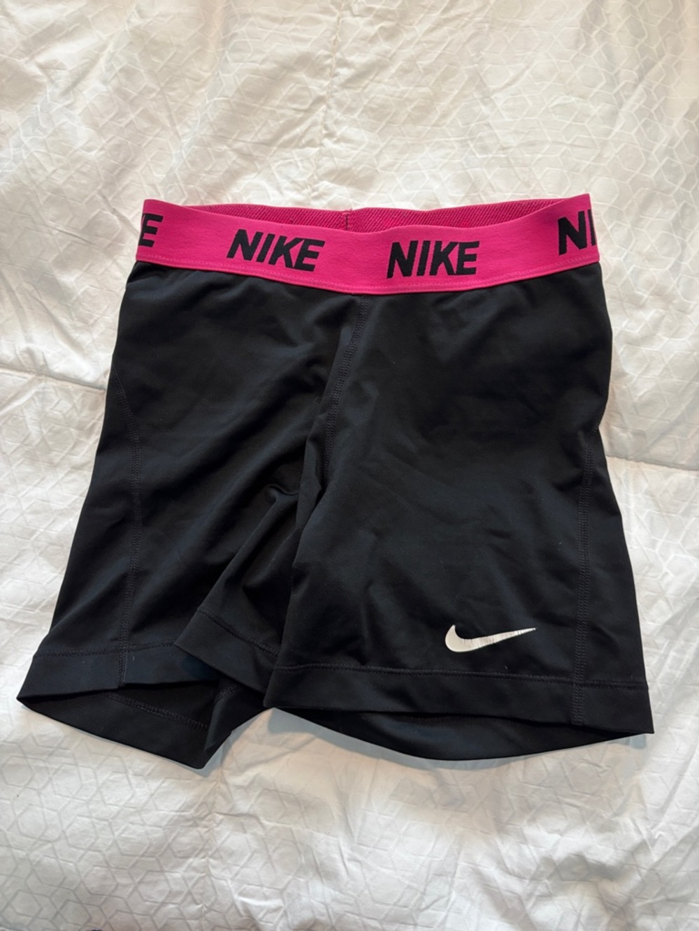 Nike Women’s Black Training Shorts with Pink Waistband